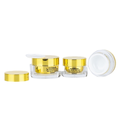 15g 30g 50g Bouteille de crème cosmétique acrylique à double paroi avec couvercle doré et vernis à ongles