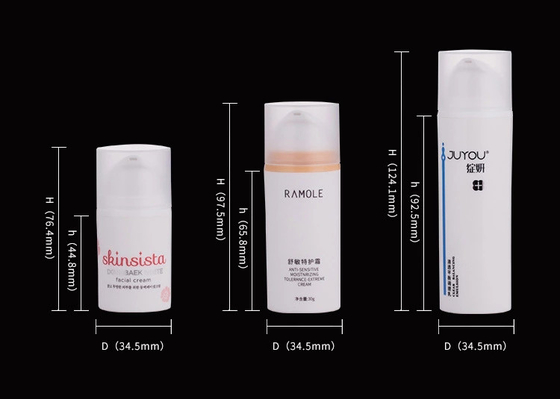 Bouteille de pompe à lotion sans air PP/PCR de 15 ml 30 ml 50 ml pour l'impression à écran et le dosage uniforme