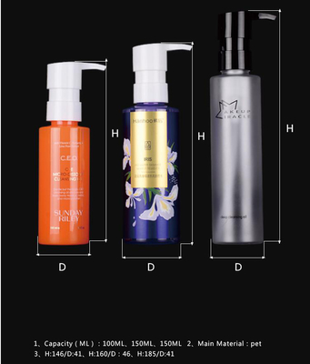 Bouteille de lotion en plastique PET personnalisée pour emballage cosmétique de 100 ml 130 ml 150 ml