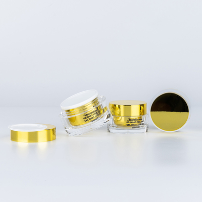 15g 30g 50g Bouteille de crème cosmétique acrylique à double paroi avec couvercle doré et vernis à ongles
