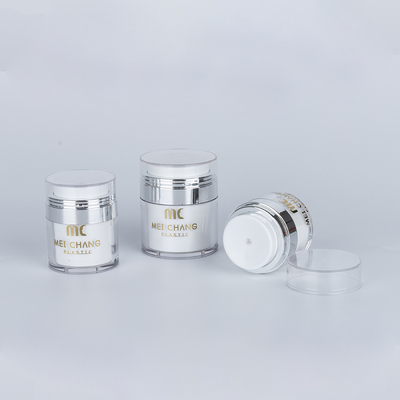 Cosmétiques 15 ml 30 ml 50 ml Bouteille sans air Forme ronde Emballage en plastique Impression par écran Carton Boîte de cosmétiques Contenant