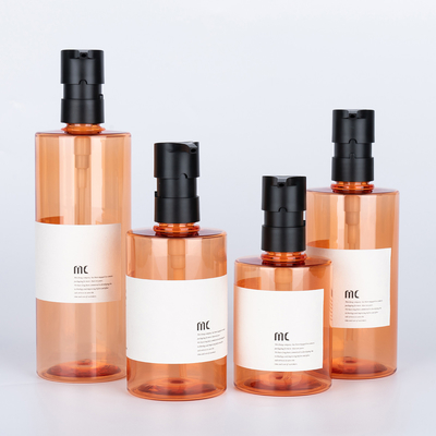 200 ml 250 ml 300 ml 400 ml Bouteille en PET en plastique Bouteille de shampooing Bouteille ronde Bouteille avec pompe à lotion