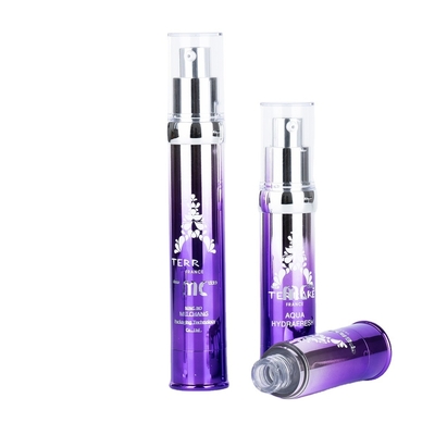 Bouteille de pompe sans air de 15 ml, 20 ml et 30 ml pour produits cosmétiques industriels avec sérigraphie et produits UV