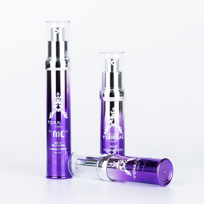 Bouteille de pompe sans air de 15 ml, 20 ml et 30 ml pour produits cosmétiques industriels avec sérigraphie et produits UV