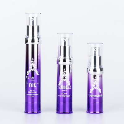 Bouteille de pompe sans air de 15 ml, 20 ml et 30 ml pour produits cosmétiques industriels avec sérigraphie et produits UV