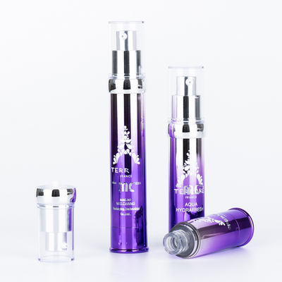Bouteille de pompe sans air de 15 ml, 20 ml et 30 ml pour produits cosmétiques industriels avec sérigraphie et produits UV